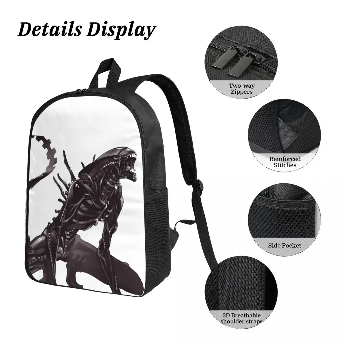 Xenomorph Alien Backpack Student Boys Girls BookBag School Bag Laptop Shoulder Bags 3ps Insulated Lunch Bag Pencil Case