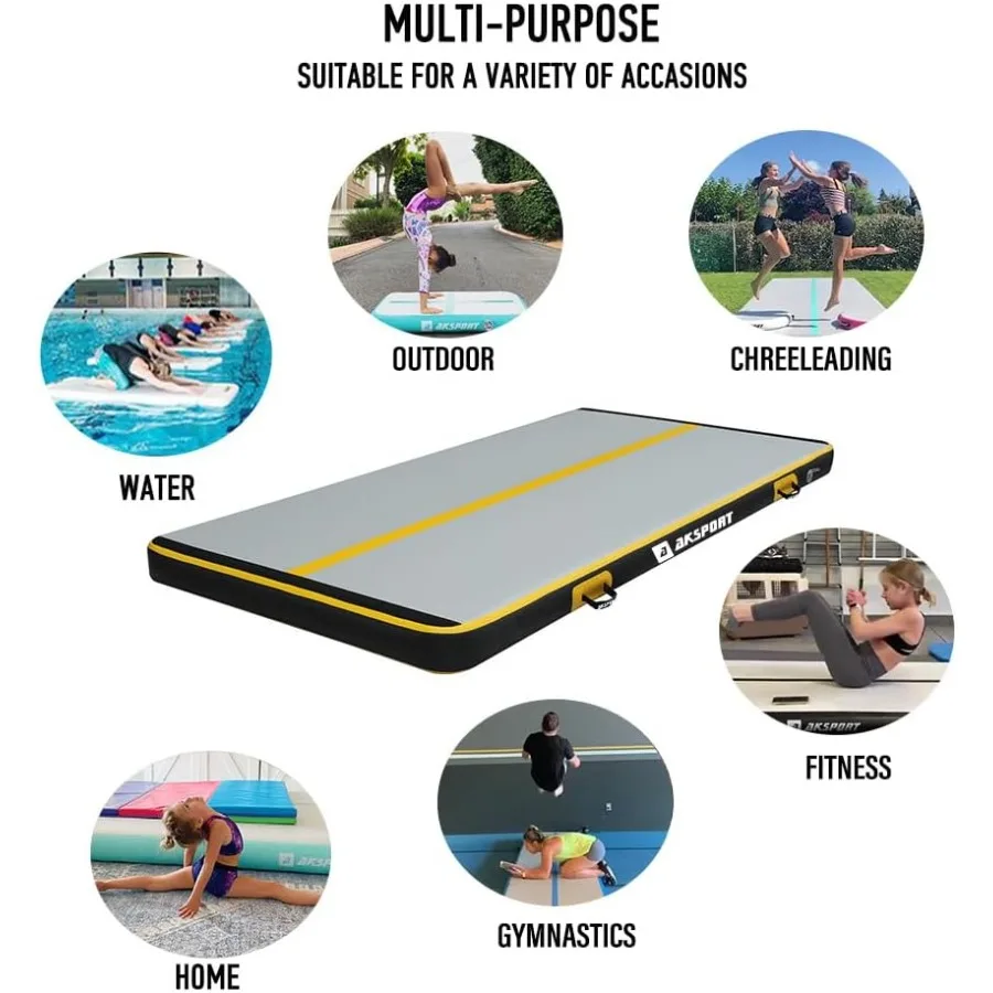 แผ่นรองออกกำลังกายแบบเป่าลม พร้อมปั๊มลม สำหรับใช้ในบ้าน ฝึกซ้อมยิมนาสติก เชียร์ลีดเดอร์