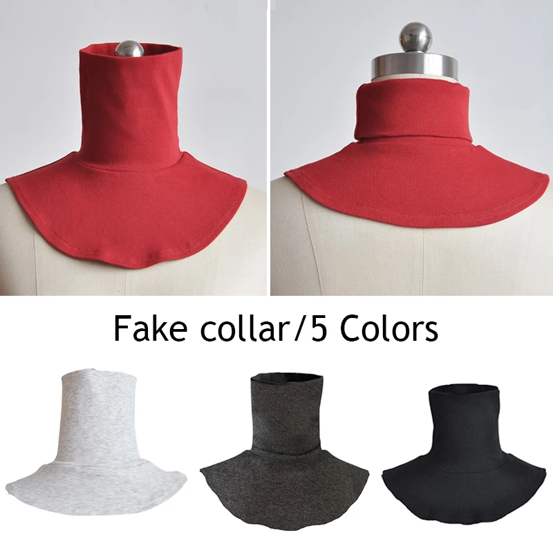 New Simple Solid Color Dickey False Fake Collar Turtleneck Detachable Cotton Half Top High Neck Cover Loop Scarf