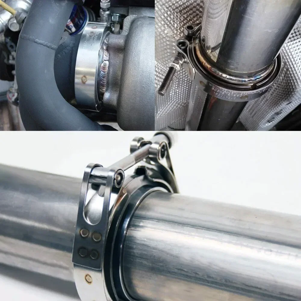 1 Uds 2 uds 4 Uds 2,5 "3,5" 4 "abrazadera de banda en V de acero con Kit de brida macho hembra Turbo bajante Wastegate V-Band Turbo tubos de escape