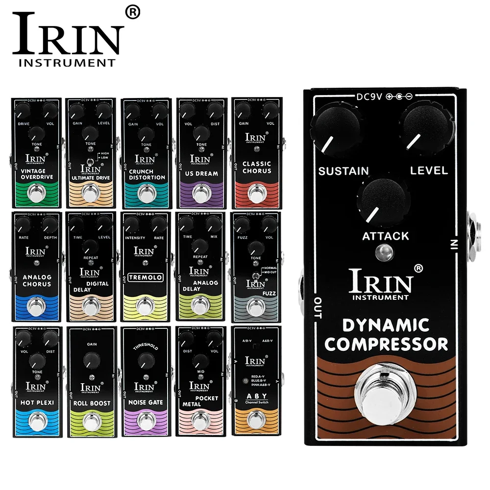 

IRIN Guitar Effect Pedal Dyna Compressor/Analog Delay/Tremolo/Classic Chorus/Analog Delay/Vintage Overdrive True Bypass Pedal