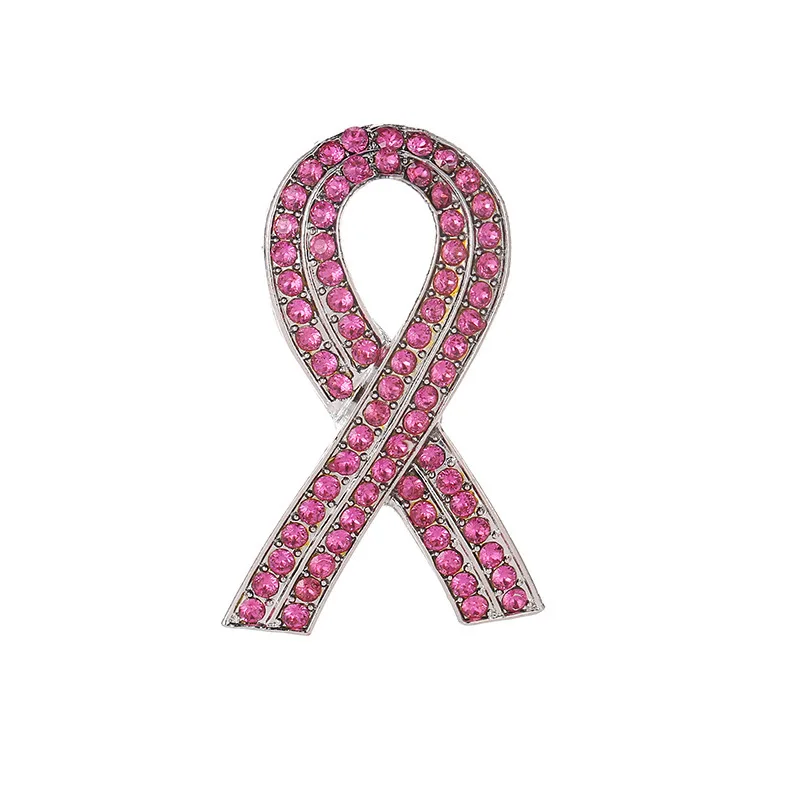 Pink Ribbon Breast Cancer Awareness Brooch Pin Rhinestone Pink Ribbon Breast Cancer Awareness Brooches Pin For Support Survivor