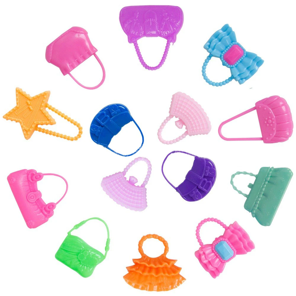 35 Item/Set Doll Accessories 10 Mix Fashion Cute Dress 10 Shoes 4 Glasses 6 Necklaces 2 Handbag 3 Crown Dress Up for Barbie Doll view 3