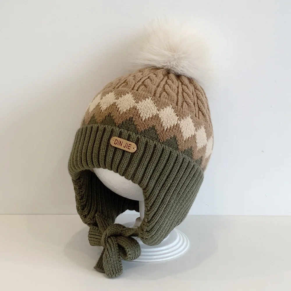 

Cute 2-5 Year Baby Baby Knitted Hat Windproof Thicken Knitted Woolen Hat Warm Kids Earmuffs Cap Autumn Winter
