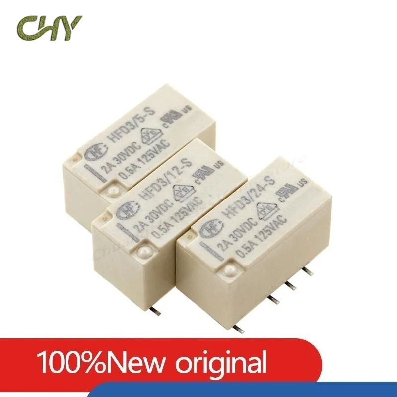 5pcs Relay HFD3-5-S 12-S 24-S Two Groups of Conversion Monostable 2A8 Feet HFD3 5V 12V 24V