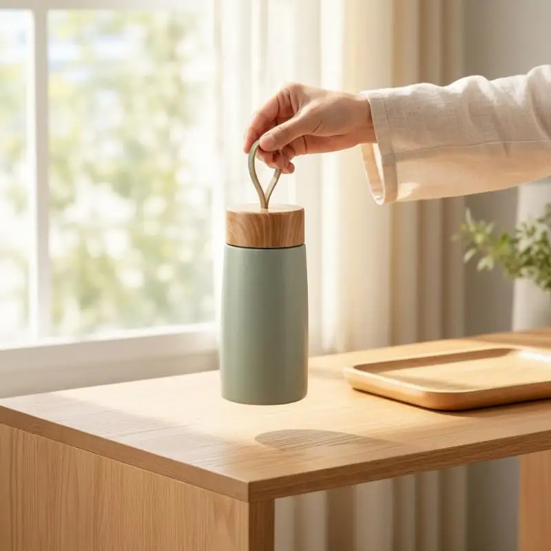 New Style Mini Thermos Cup Creative Wood Grain Cover Portable Vacuum Stainless Steel Water Cup Student High Value Pocket Cup