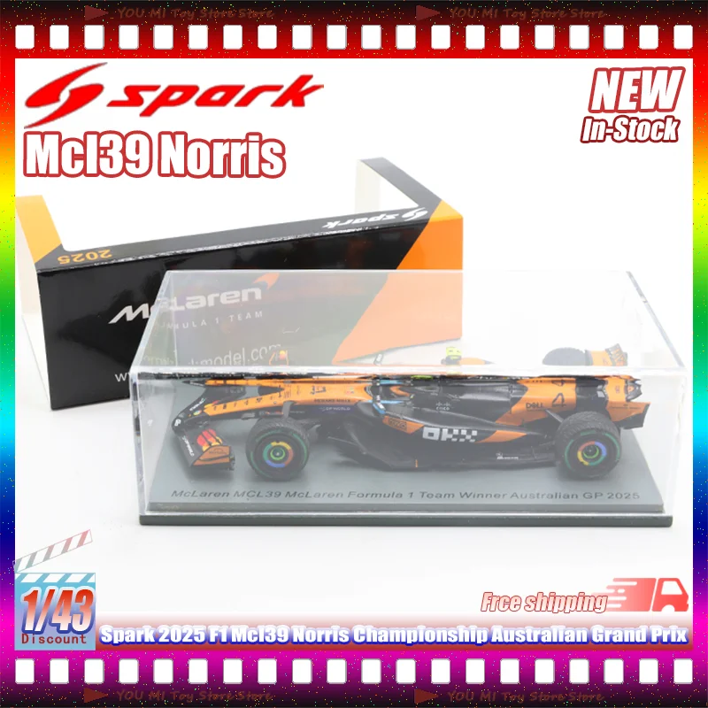 

1:43 Spark 2025 F1 Mcl39 Норрис Чемпионат Австралийский Гран-при Симулятор Смола Миниатюрная модель гоночного автомобиля Детская игрушка Ch