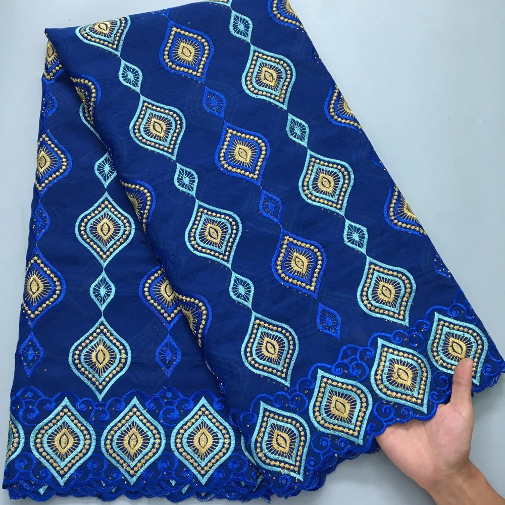 

2024 африканская сухая хлопчатобумажная кружевная ткань для женского платья, нигерийская вышивка, швейцарская вуаль, высокое качество, 5 ярдов, S3986