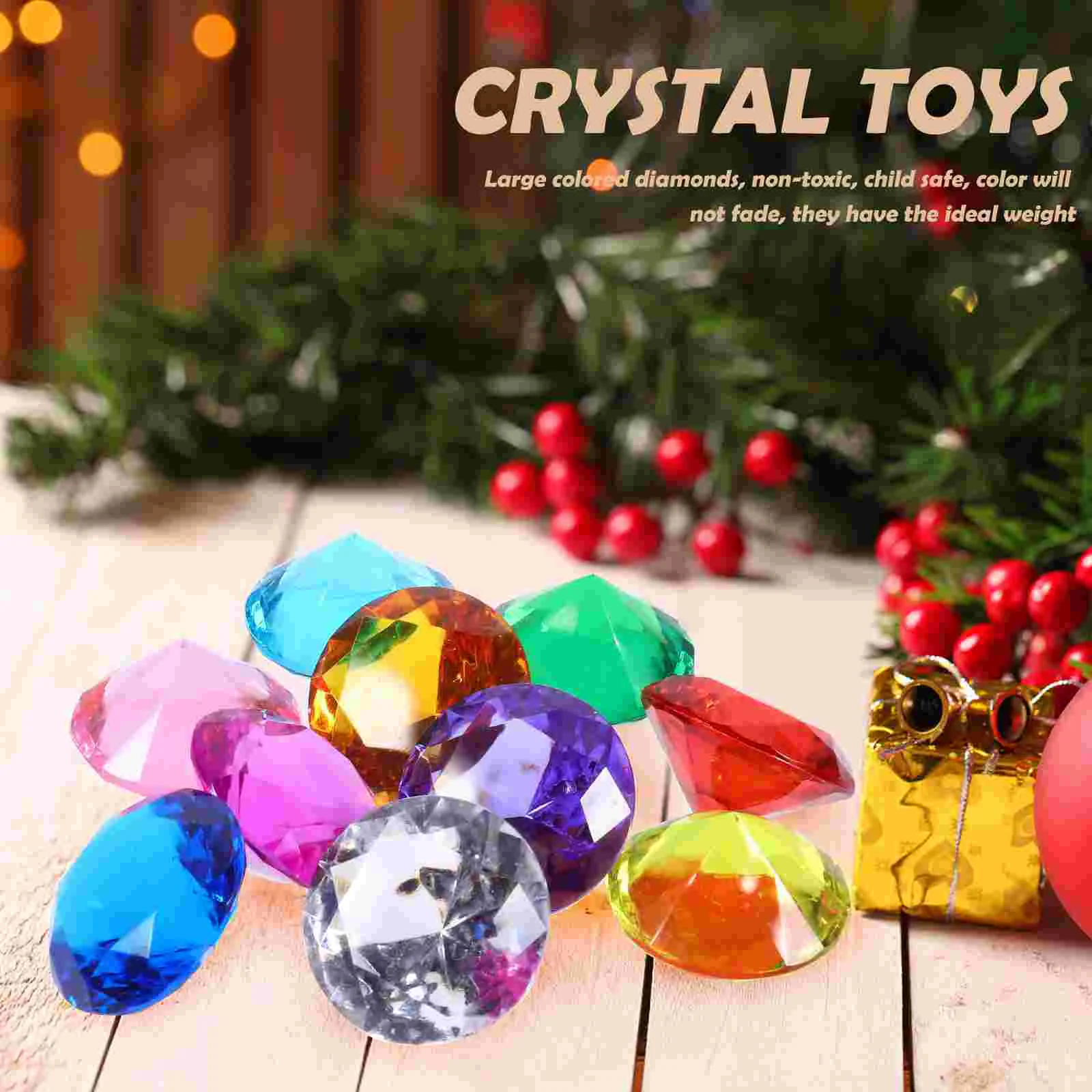 10 Pcs Diamond Toys Child Little Girls Pool Wooden Crystals Kids DIY Accessories