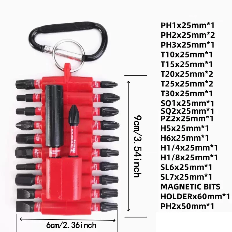Geinxurn 22-teiliges Schlagschrauber-Bit-Set mit Organizer-Hülse, magnetischen Multi-Driver-Bits aus S2-Stahl und 1 x Bithalter