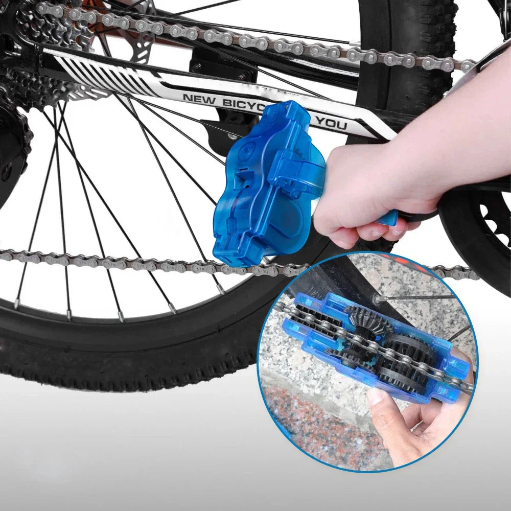 Kit detergente per catena per bicicletta portatile spazzole per bici strumento per lavaggio Scrubber strumento per la pulizia del ciclismo in montagna accessori per il giro all'aperto