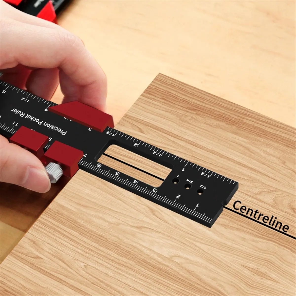 AA77 NEW  Woodworking Pocket Ruler Aluminum Alloy Slide Ruler Inch & Metric T-Type Scribing Ruler Square Layout 160mm