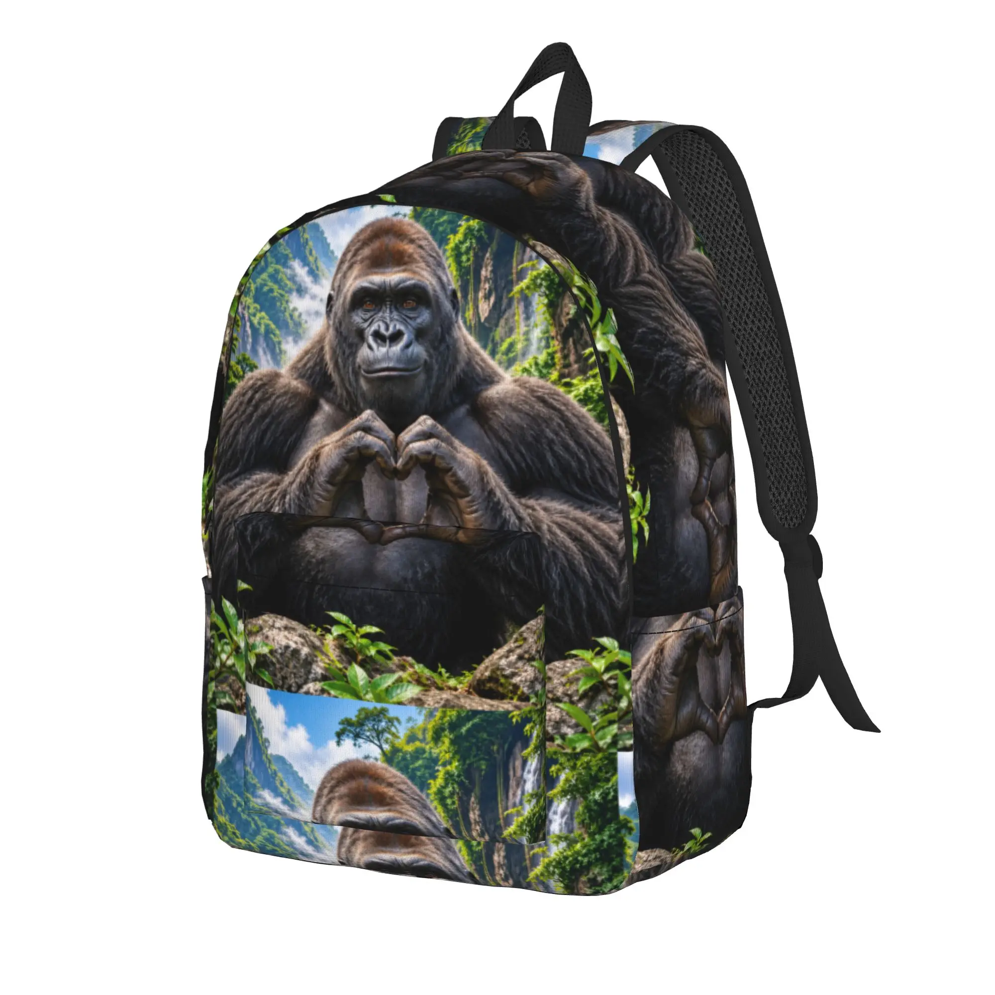 Gorilla Heart Hands Backpack Youth  Soft Backpacks Polyester Aesthetic High School Bags University Designer Rucksack