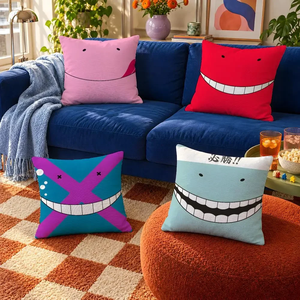 Anime Assassination Classroom Korosensei Cushion Cover Throw Pillow Soft Short Plush Cozy Durable For Sofa Bedroom Home Decor
