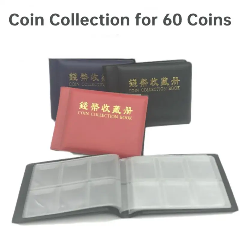 60Pockets Coin Album Scrapbook Leather Storage Bag High Quality Collection Album Suitable for Medallions Badges Coin