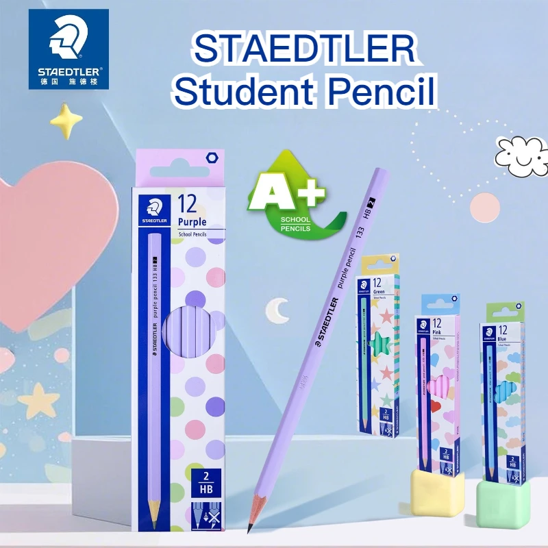 STAEDTLER 133 Lápis HB Hexagonal Color Macaron Escrita Suave Resistente a Quebra Lápis de Grafite Lápis de Ponta Fina de Madeira