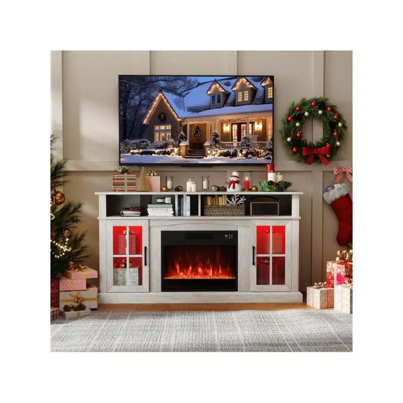 حامل تلفزيون مقاس 58 بوصة مع مدفأة RGB - تطبيق ذكي وجهاز تحكم عن بعد، سخان 4777 وحدة حرارية بريطانية، نطاق درجة الحرارة 62-82 ° F، التصميم الحديث للعيش #6