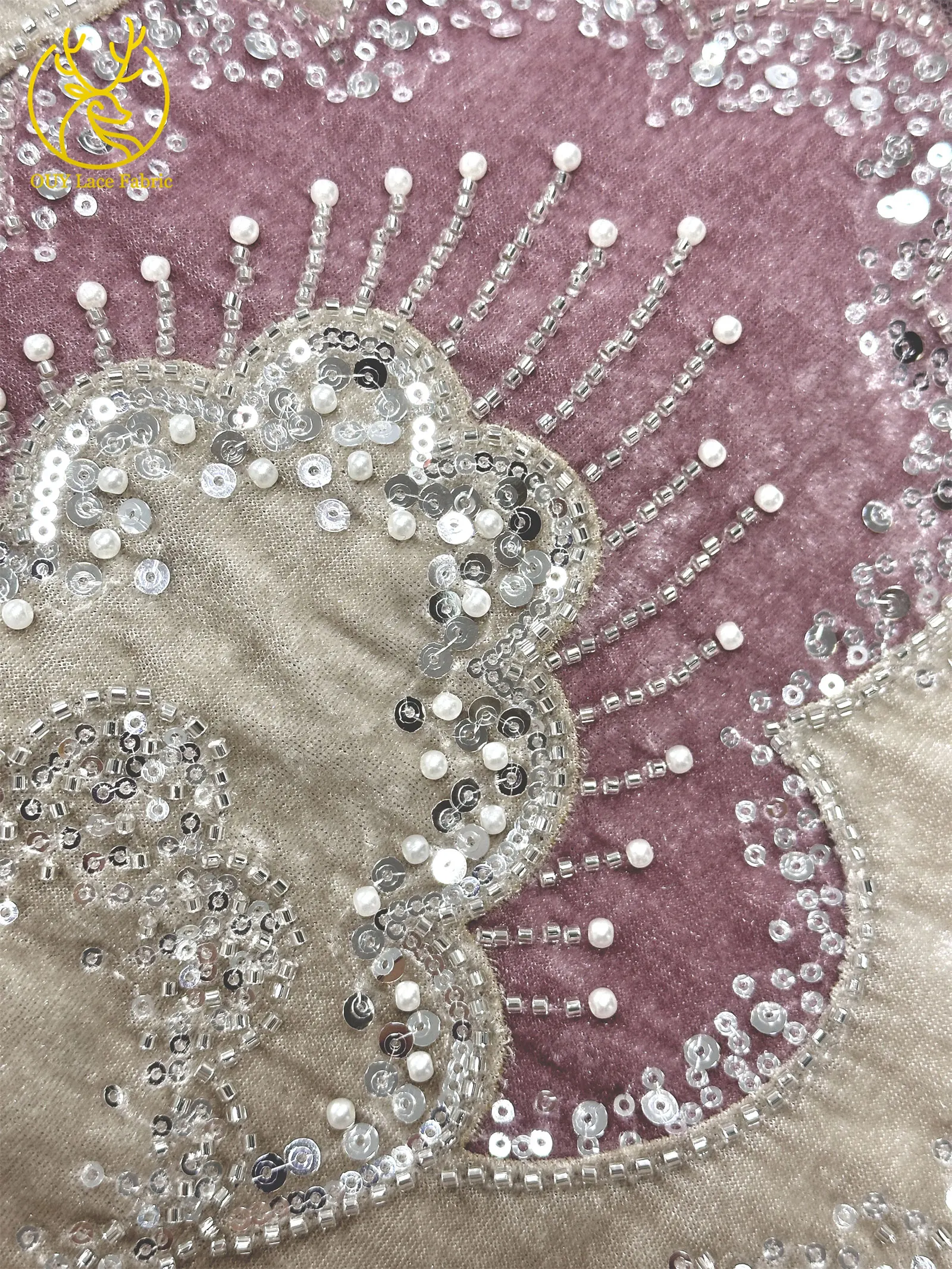 Neuester Samt-Blütenblatt-Pailletten-Spitzenstoff 2026 Hochwertiger afrikanischer Perlen-Tüll-Spitzenstoff für Hochzeit, Party, Kleid, Nähmaterial – Detail 11