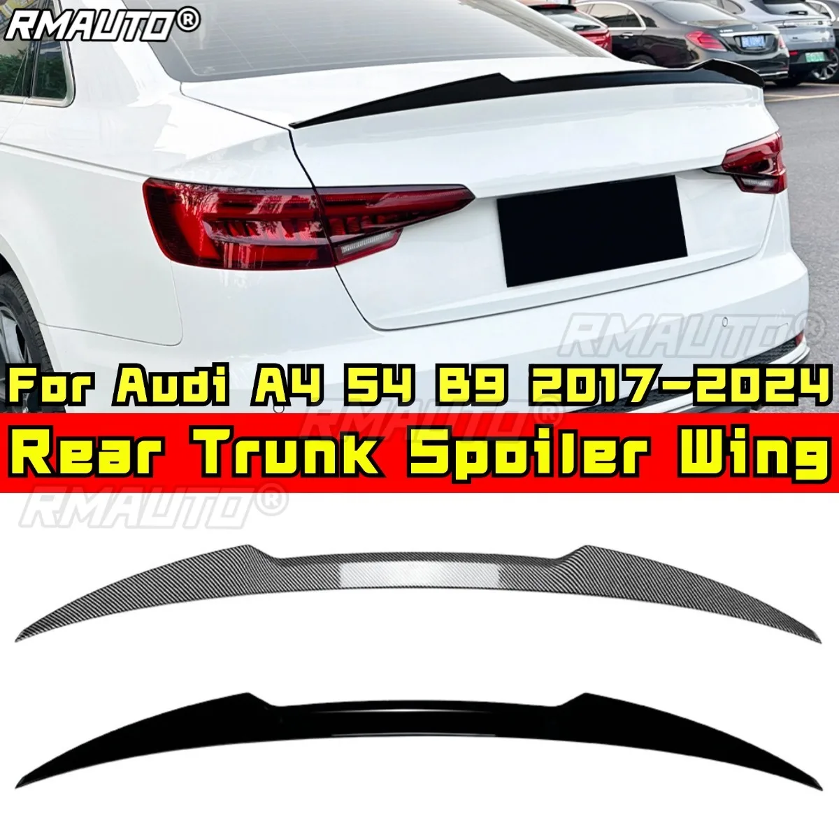 

Для Audi A4 S4 B9 2017-2024 Комплект кузова Заднее крыло багажника Спойлер заднего крыла Спойлер багажника Модификация автомобильных аксессуаров