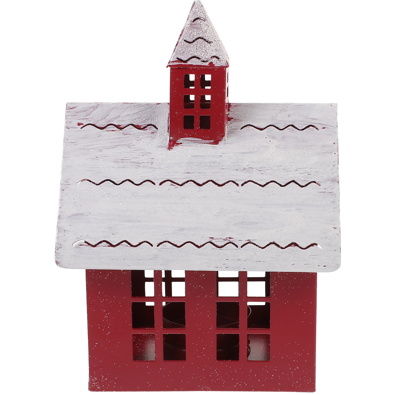 

Christmas Snow House Decoration Handmade Iron Mini Village House Holder Desktop Xmas Decor Festive Table Ornament