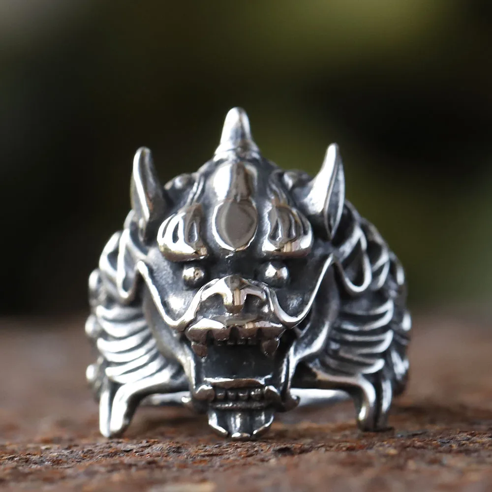 2025 nuevo anillo de dedo de Hip Hop de moda única de acero inoxidable 316L Vintage para adolescente amuleto dragón caballo joyería Unisex