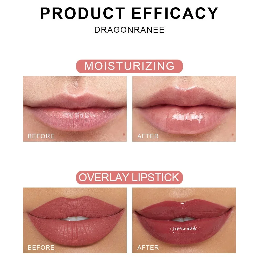 Strawberry Water Lip Gloss Set of 6 Moisturizing Transparent Glass Lip Oil Liquid Lipstick Sexy Plump Moisture Makeup