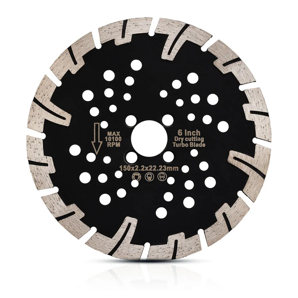Disque de scie diamantée turbo, dents en forme de T, lame de coupe pour couper la pierre et le béton inappropriés, 6 po, 150mm, 1PC