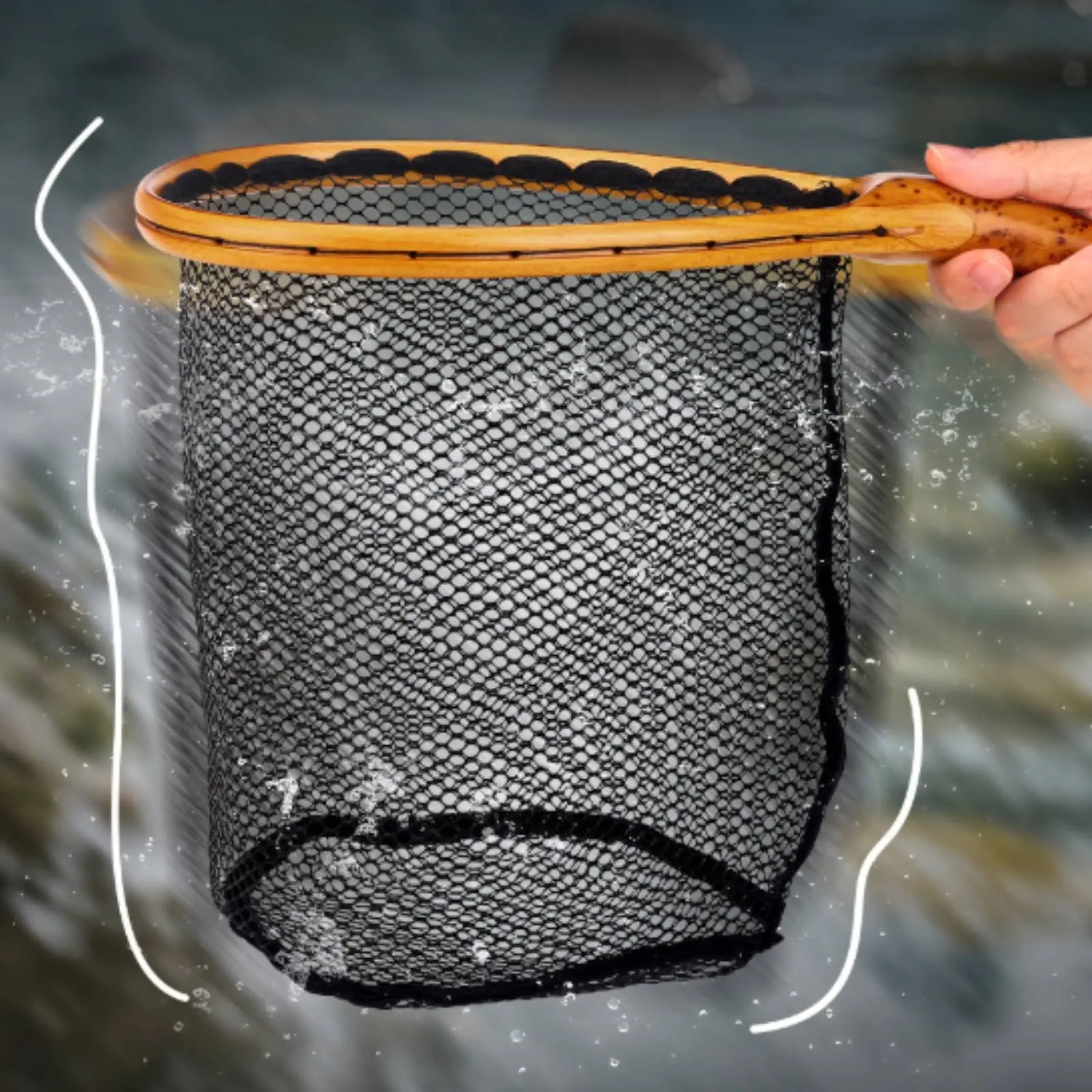 

Wood Handle Landing Net Portable Outdoor Gear for Fishermen