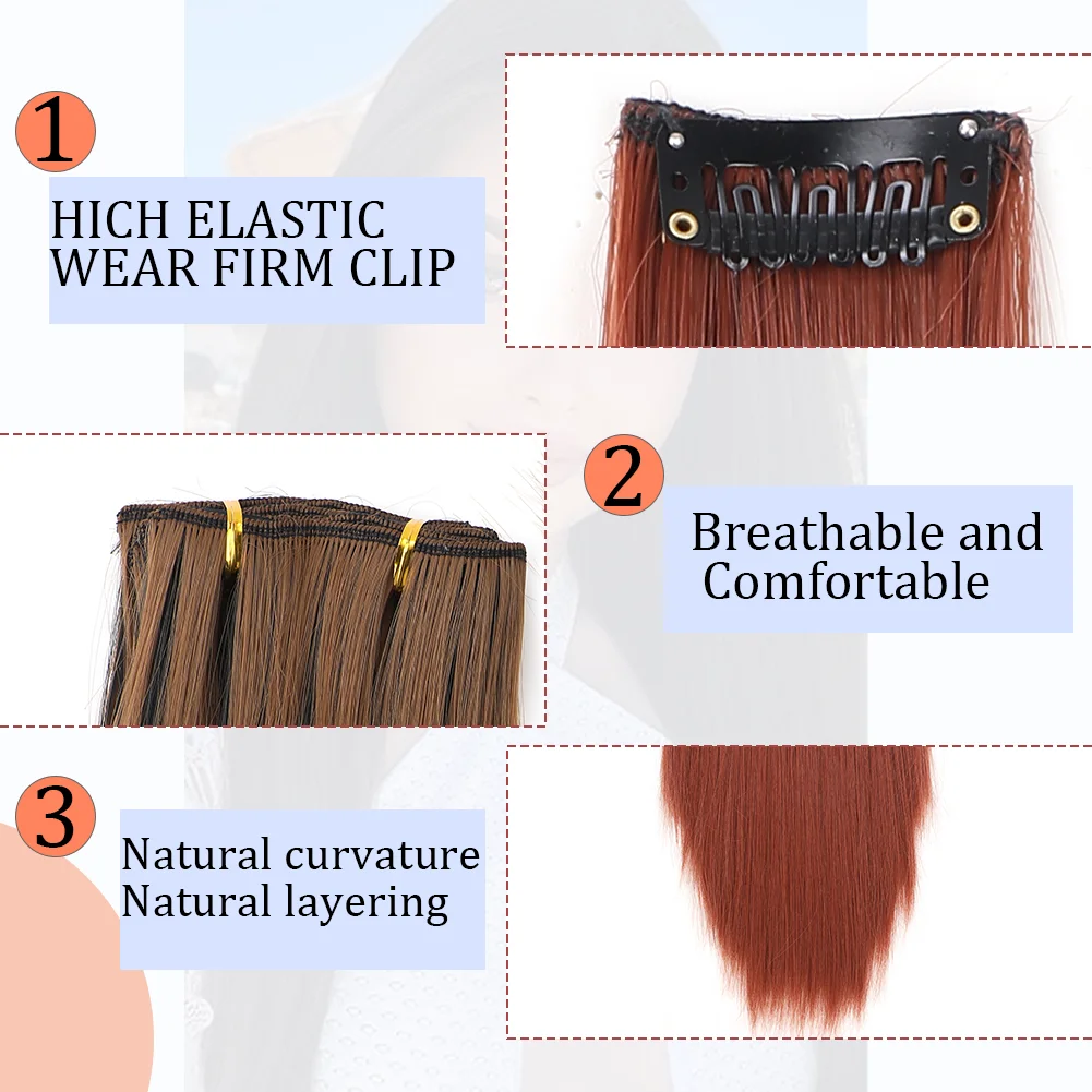 12pcs/set Clip in Hair Extensions  Long Straight Hairstyle 22 Clips Synthetic Hairpieces for Women