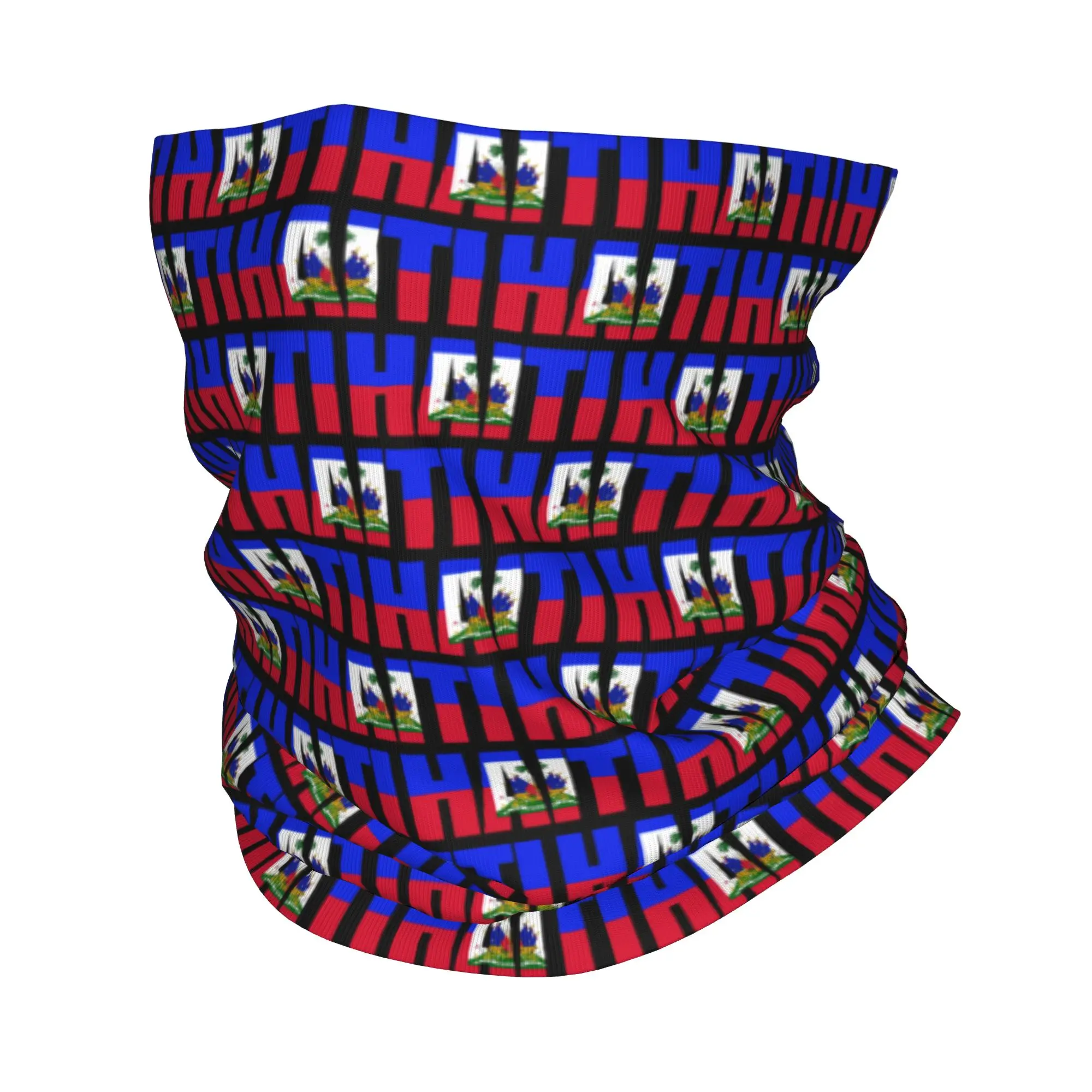 Haiti Flag Bandana Winter Neck Warmer Women Windproof Wrap Face Scarf for Hiking  Gaiter Headband