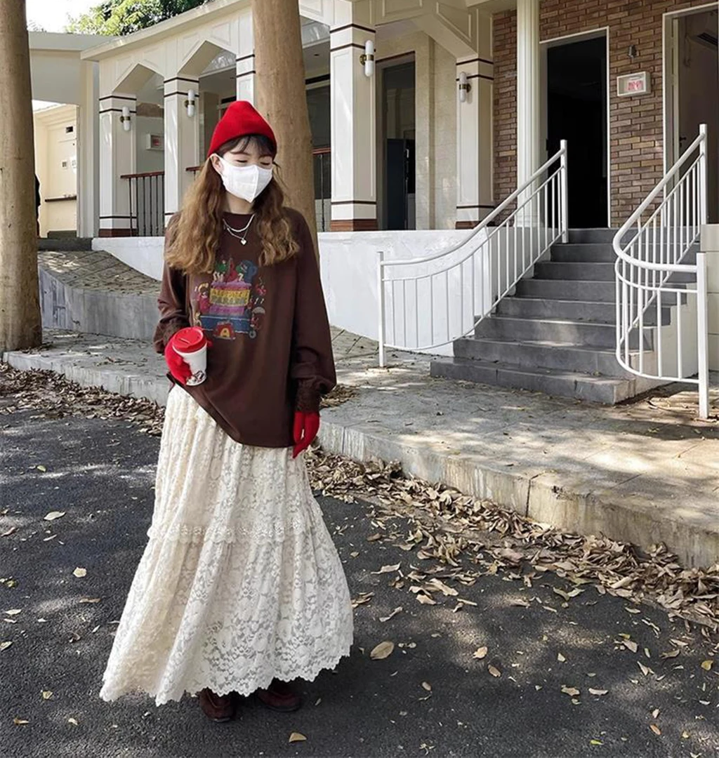 أزياء جديدة لفستان نسائي من الدانتيل، فستان نسائي طويل عالي الخصر وأنيق وعصري وحلو، نصف تنورة أنيقة فرنسية