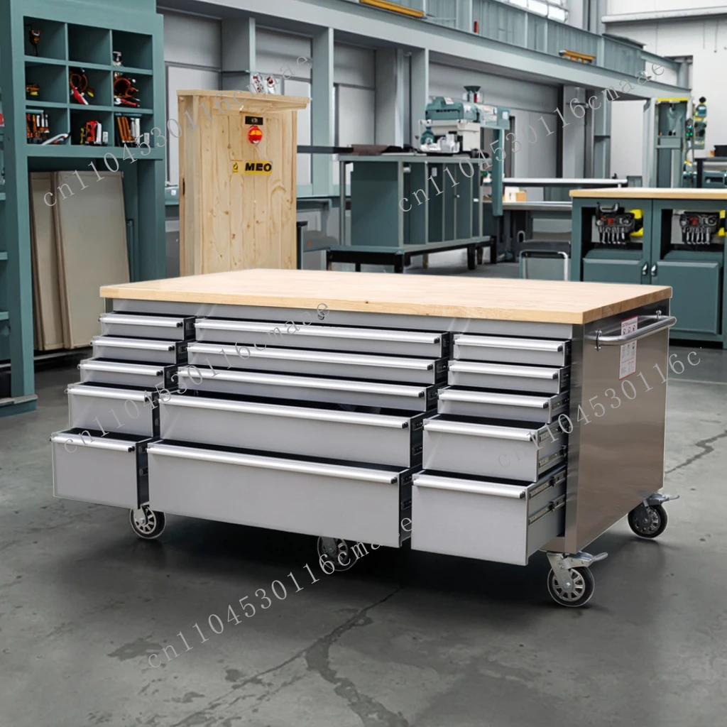 

NEW 72-Inch Stainless Steel Tool Trolley With 15 Drawers & Sliding Doors