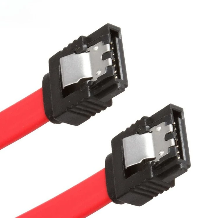 SATA 180도 7핀 암-암 7핀 6Gbps 하드 디스크 서버 케이블 평면 빨간색 라인 길이 0.2M 0.3M 0.5M 1M