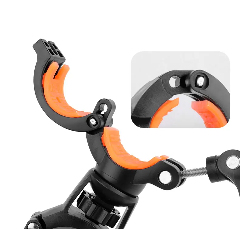 Deemount 360°Rotation Tilting Adjustable Bike Lamp Flashlight Stand Mount Universal Cycling Clip Clamp LED Torch Holder