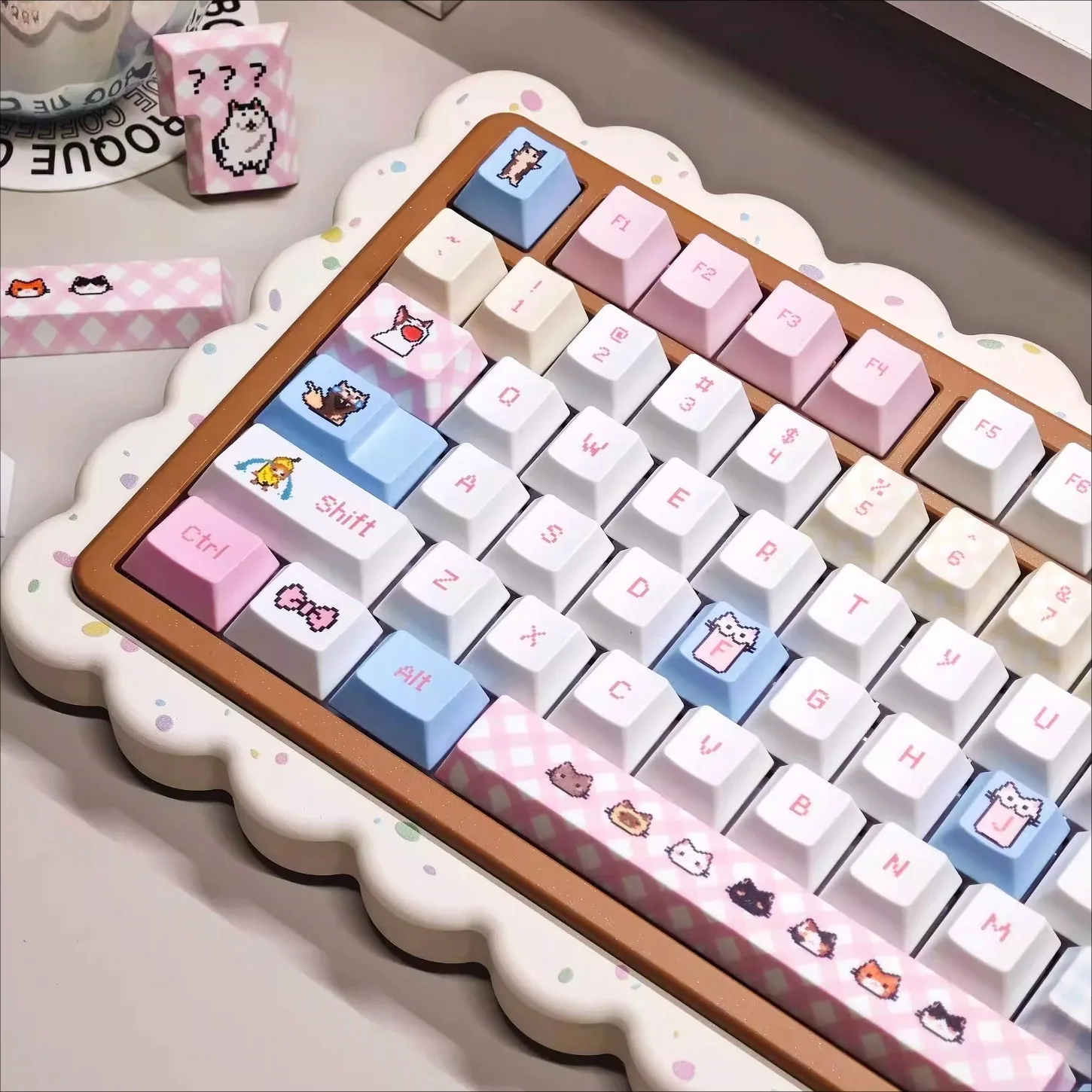 

Cherry Cute Style KEYCAP SET PBT 140+Key Kitten Keycap 61/75/87/104/108 Mechanical Keyboard