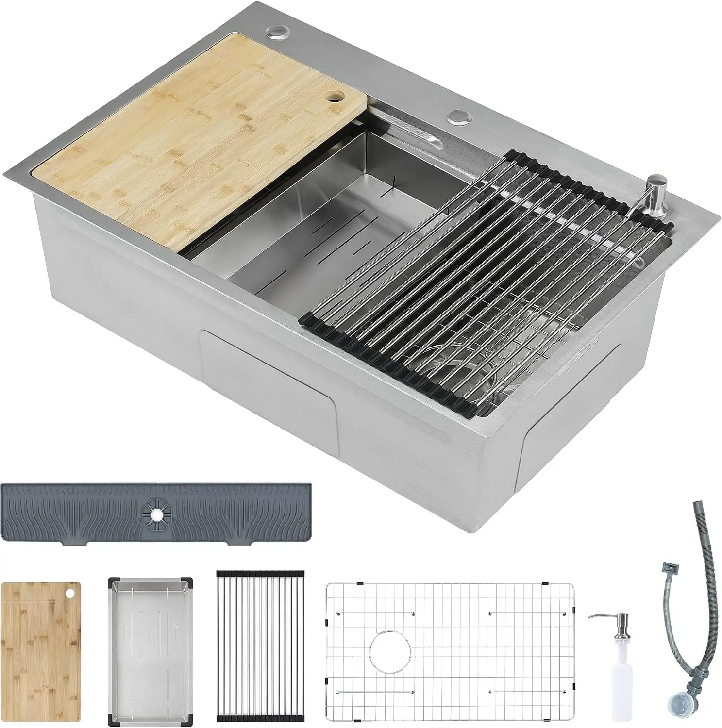 33x22 Inch Drop In Kitchen Sink, 10