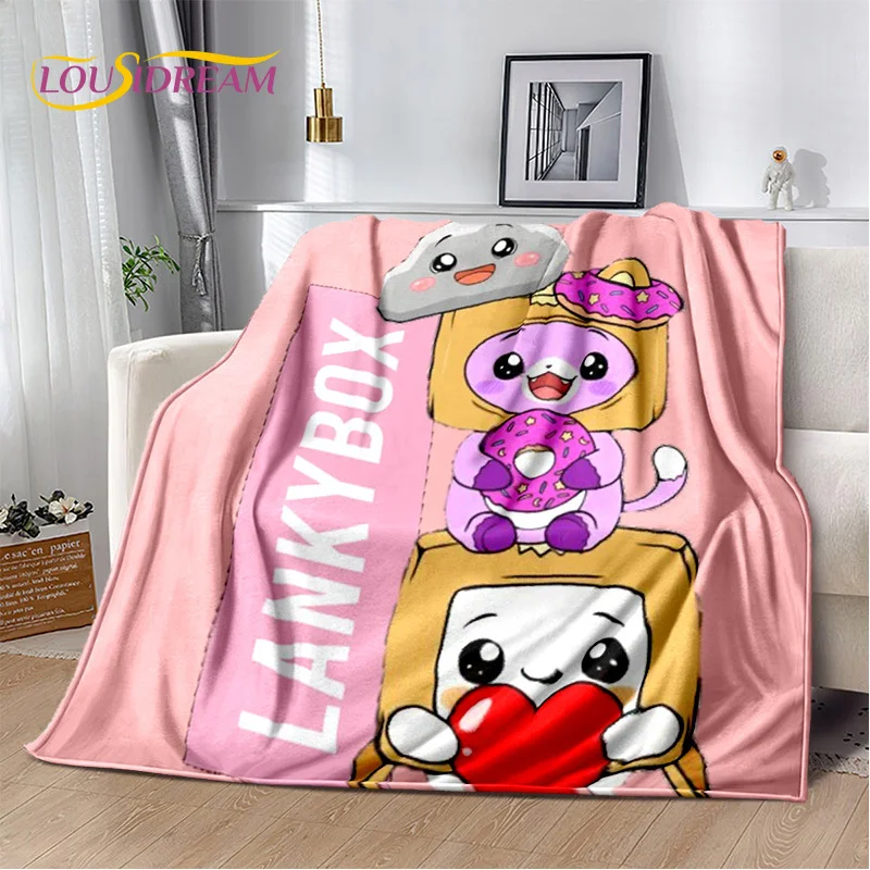 Cute Lankybox Happy Foxy Boxy and Rocky Soft Plush Blanket,Flannel Blanket Throw Blanket for Living Room Bedroom Sofa Cover Kids