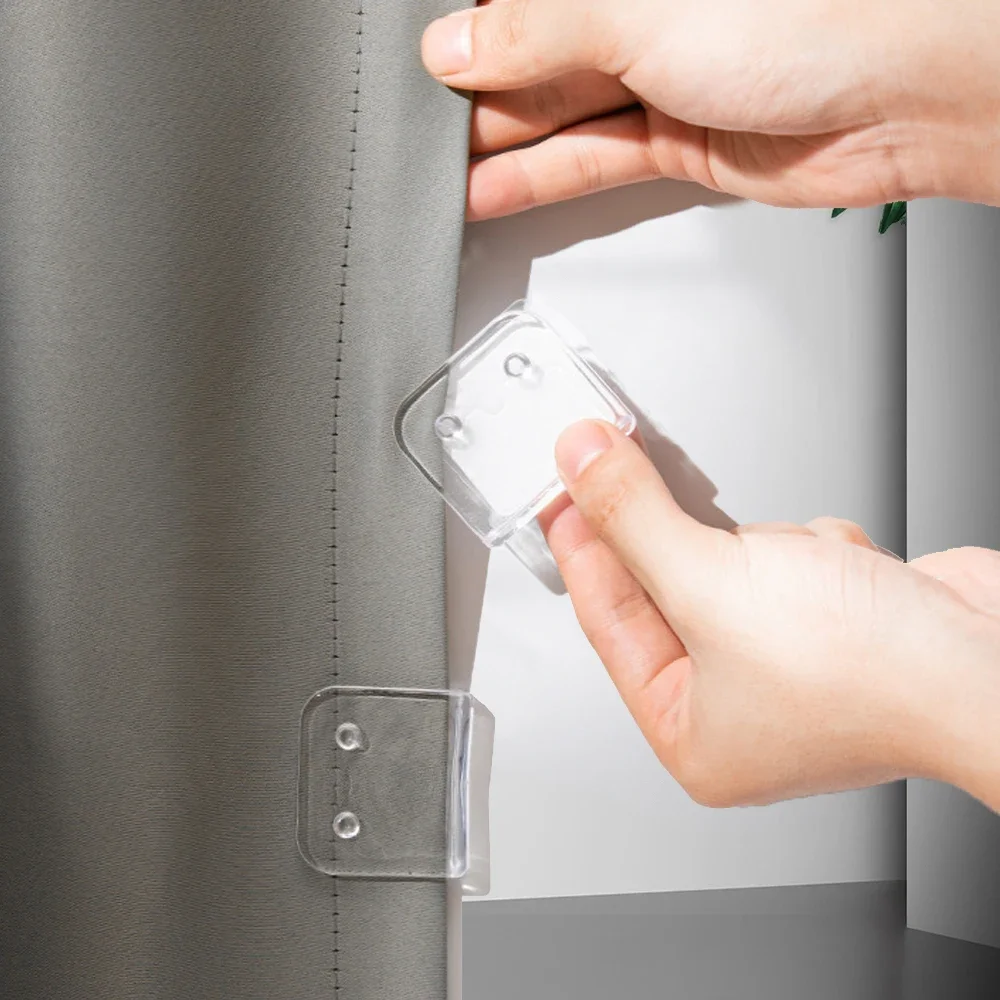 Shower Curtain Clips Holder Self Adhesive Plastic Windproof Fixer Transparent Edge Clip Indoor Anti Splash Bathroom Accessories