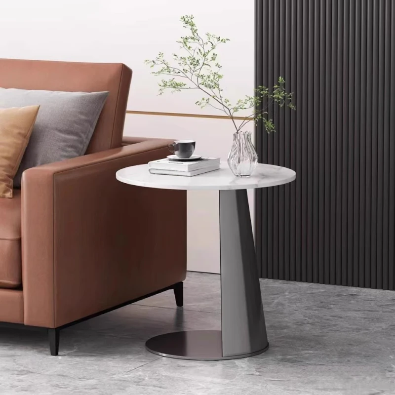 

Sofa side cabinet light luxury rock slab corner bedside table side table living room small round table balcony mobile small