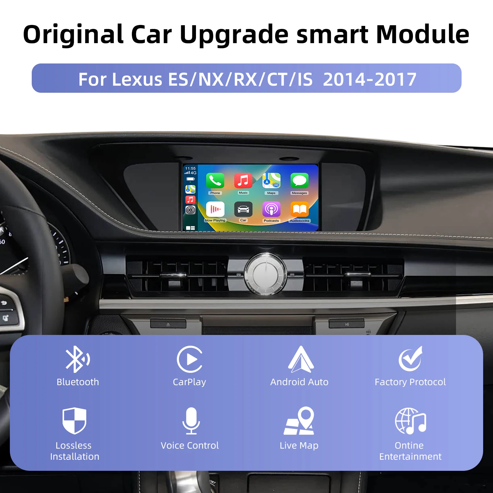 Wireless CarPlay Android Auto retrofit kit decoder box CarPlay Interface for Lexus ES/NX/IS/RX/CT 2014-2017