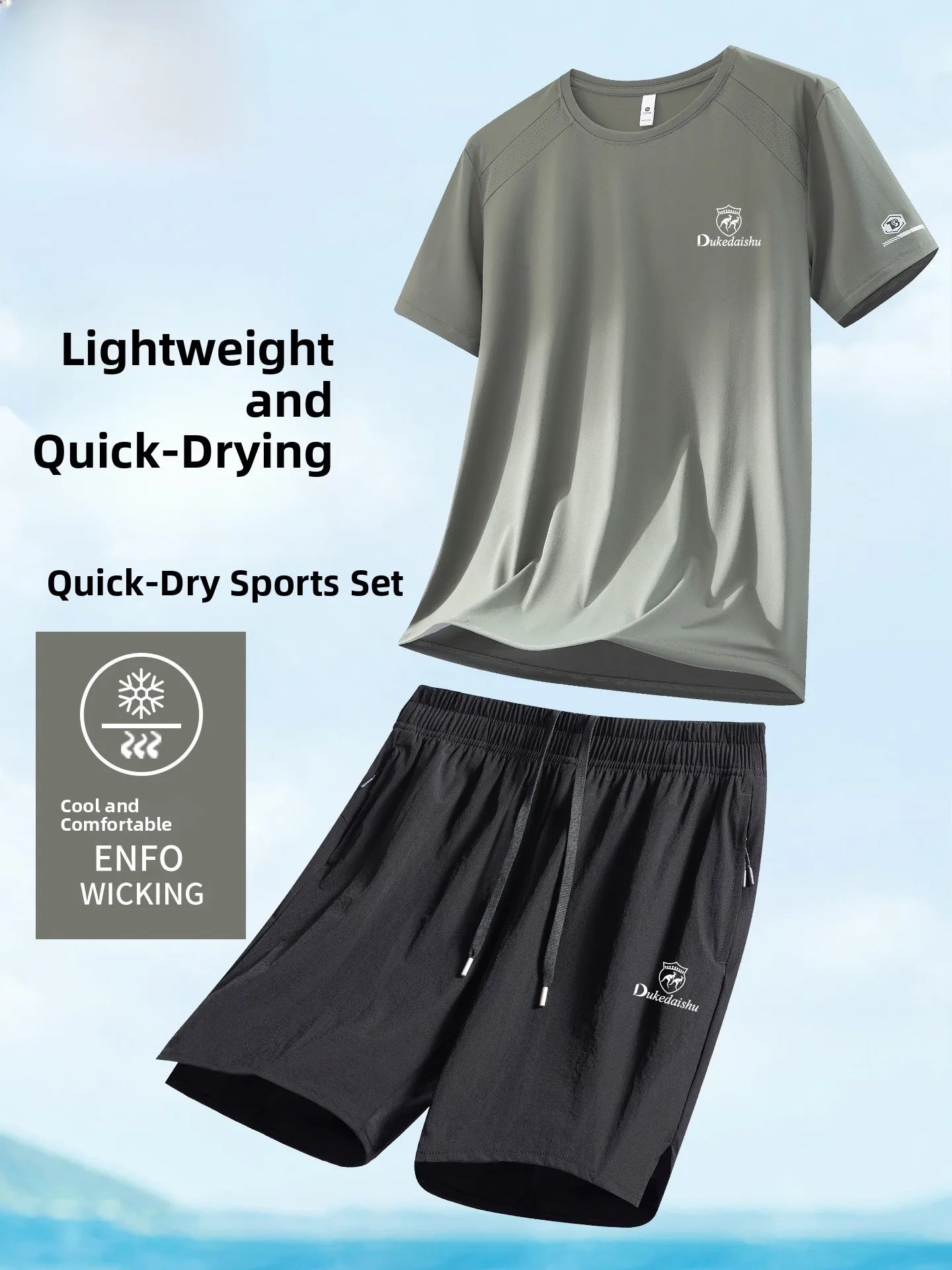 

Men's Running Sport Set Ice Silk Qui Dry Lightweight ort Sve orts Fitn Clothes Two Piece Set Summer Casual Sports...