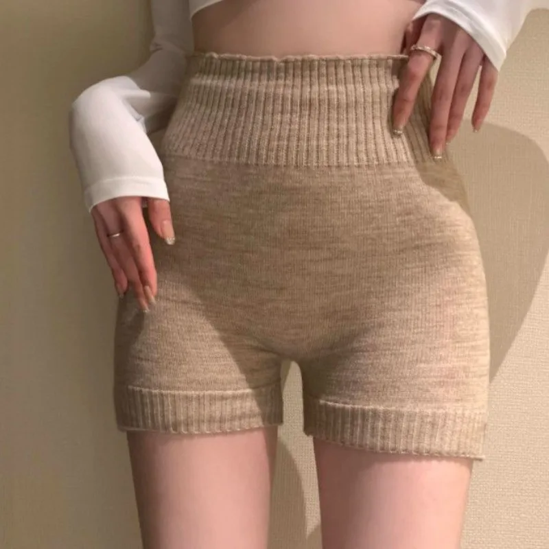 Women's 2026 Winter New Korean Anti Exposure Knit High Waist Safety Shorts Warm Layering Chic Coquette Trendy