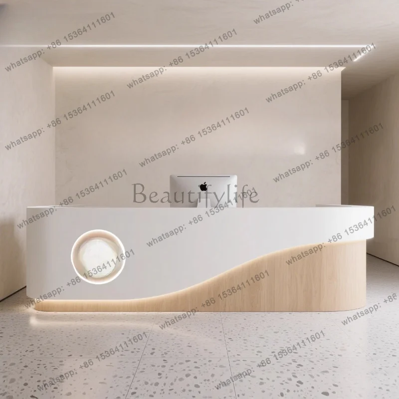 XX.Curved Design Reception Desks Sales Checkout Service Office Wood Reception Desks Shop Display Escritorio Commercial Furniture