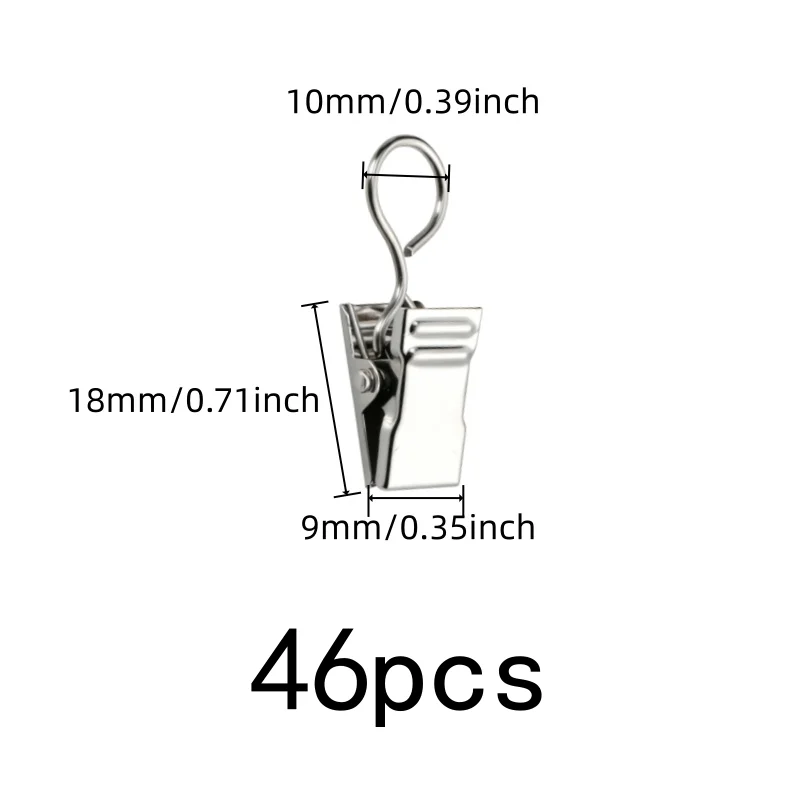 Easy Curtain Install Metal Circle Hangers, 46 pcs, Photo Postcard Hanging, Firm Non-Slip Hold for Photo Postcard Hanging