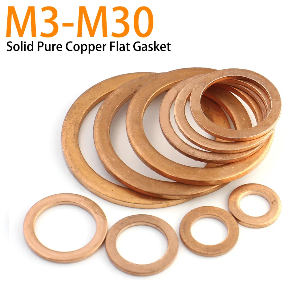 Boat Red Brass Soild Copper Crush Sealing Washer Flat Seal Ring Gasket M3 M4 M5 M6 M8 M10 M12 M14 M16 M18 M20 M22 M24 M27 M30