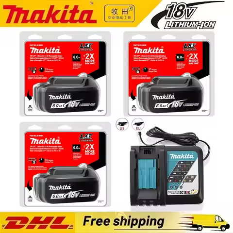 Makita 18V battery for Makita tool operation 18650 rechargeable battery Makita 18V tool battery replaceable BL1860B+charger