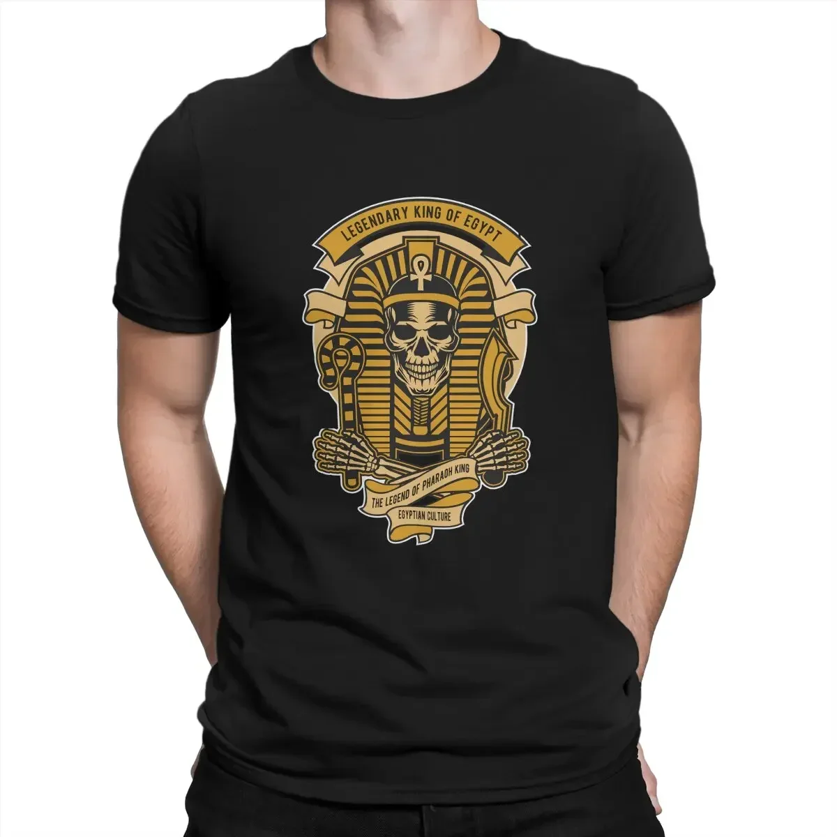 T-Shirt Round Neck Eye of Horus Egyptian Tees Short Sleeve Clothes Legendary King of Egypt T Shirts Men 100% Cotton Leisure tops