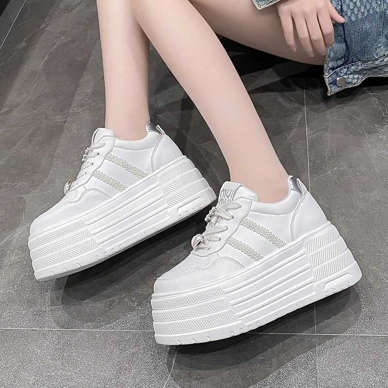 8cm 2024 Air Mesh Mary Jane Summer Skateboard shoes Women Shoes Hook rhinestone Platform Wedge Round Spring Fashion Casual shoes