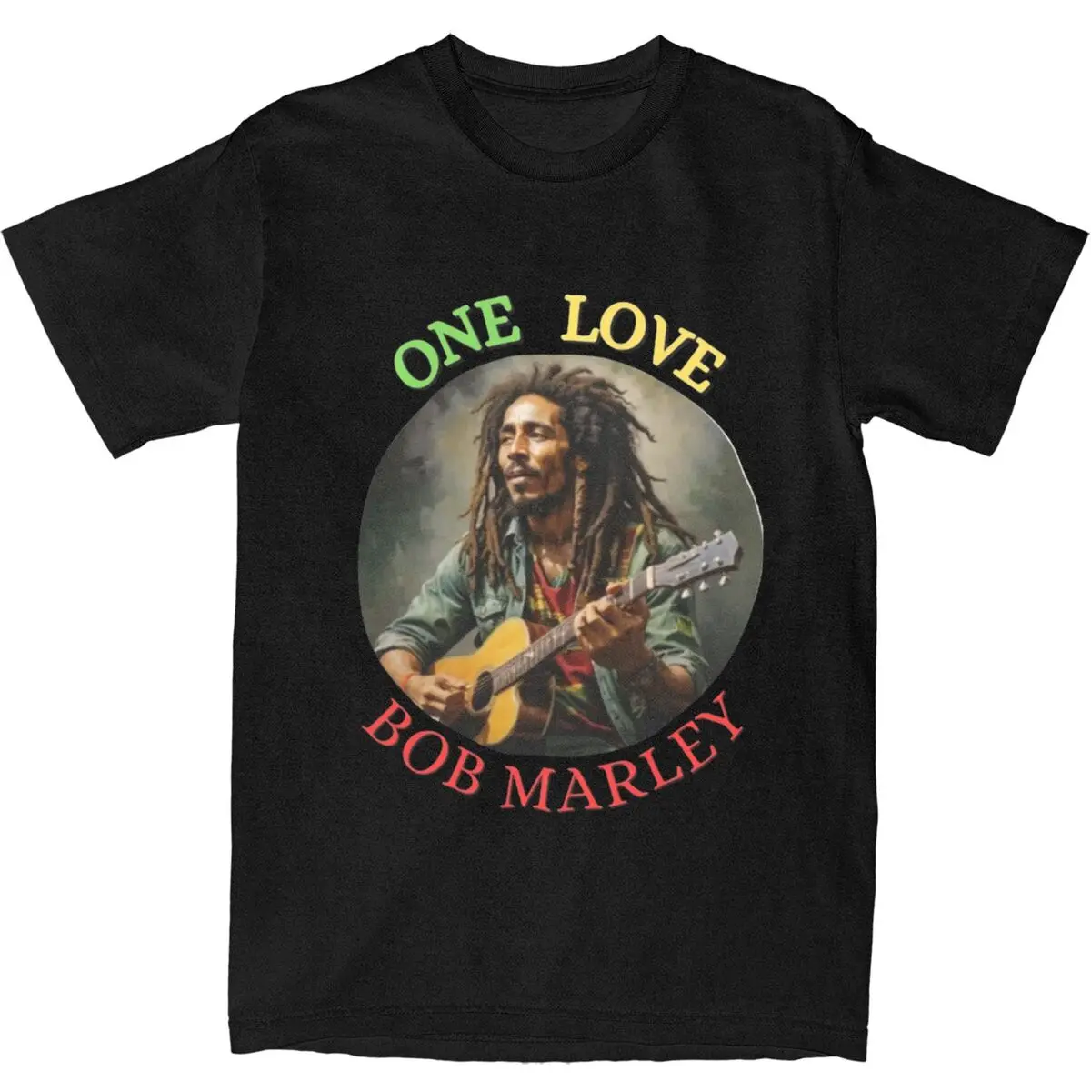 الرجعية واحدة الحب بوب مارلي تي شيرت الرجال س الرقبة قصيرة الأكمام بلايز القطن الصيف الأعلى المحملة