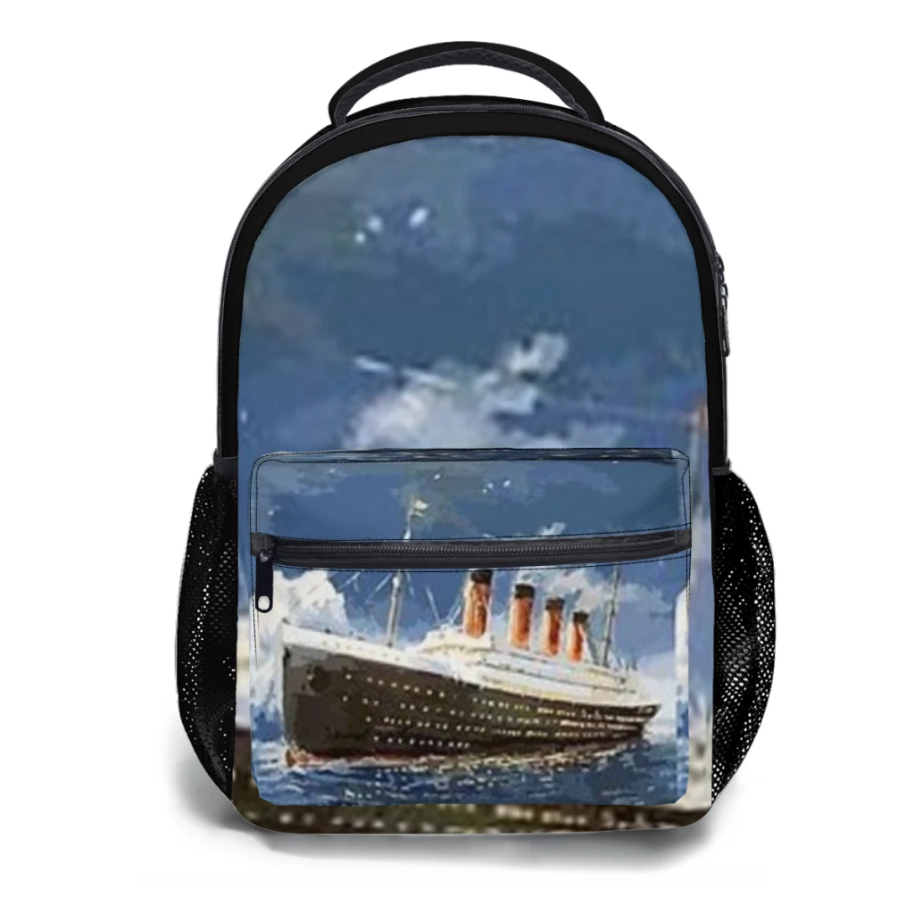 Cartoon Titanic Schoolbag para meninas, mochila estudantil de grande capacidade, estudante do ensino médio, 17"